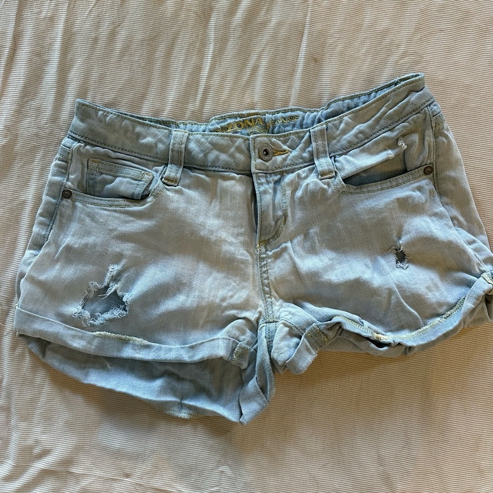 Arizona Jean Company Light Blue Distressed Denim Shorts